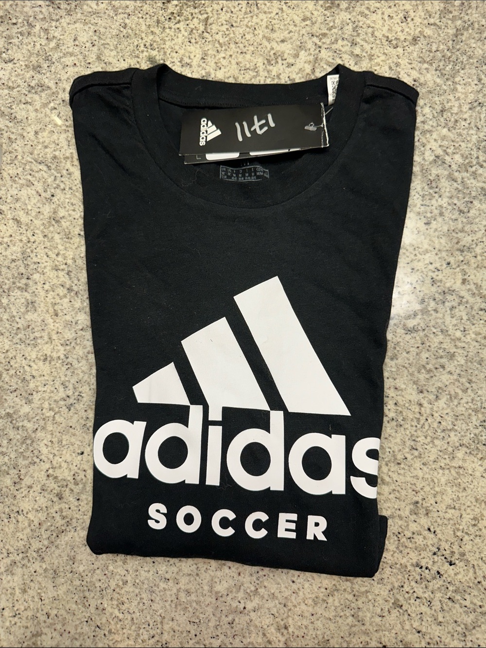 NWT adidas Black Tee with White Soccer Logo